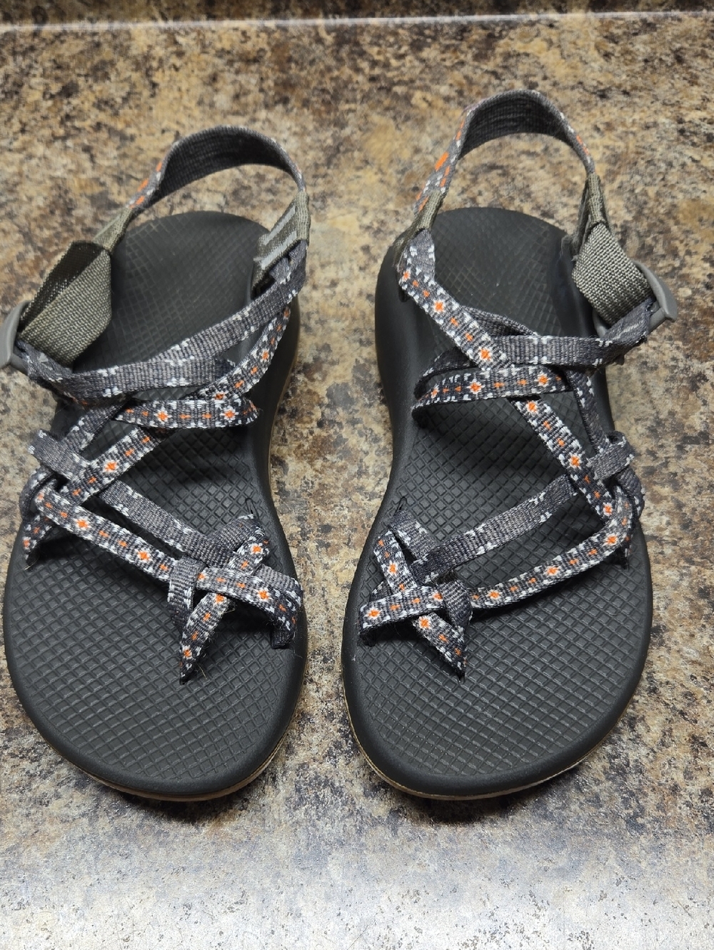 Chaco Z Cloud X2 Creed Golden Womens Sandals Gray Orange Hiking Sport Size 8